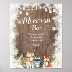 Rustikale Wintertiere Woodland Mama-osa Bar Poster