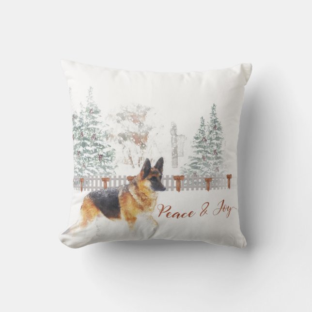 Rustikale Winterurlaubslandschaft mit deutschem Hi Kissen (Vorderseite)