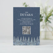 Rustikale Winterwald-Hochzeit QR-Code-Details Eins Begleitkarte (Stehend Vorderseite)
