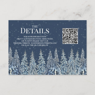 Rustikale Winterwald-Hochzeit QR-Code-Details Eins Begleitkarte