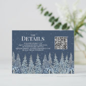 Rustikale Winterwald-Hochzeit QR-Code-Details Eins Begleitkarte (Stehend Vorderseite)