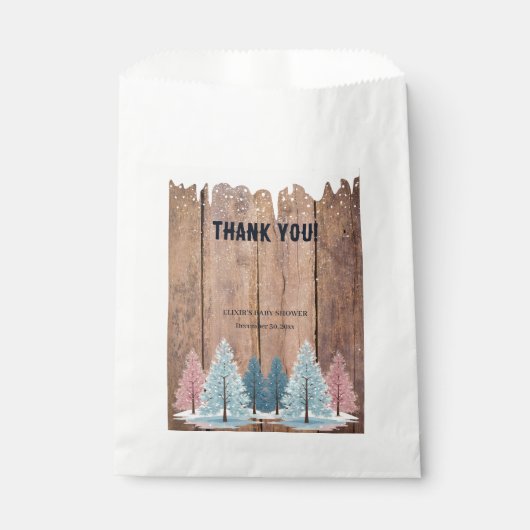 Rustikale Winterwald Pine Trees Kinderdusche Geschenktütchen (Vorderseite)