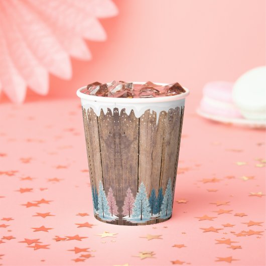 Rustikale Winterwald Pine Trees Kinderdusche Pappbecher (Insitu)