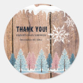 Rustikale Winterwald Pine Trees Kinderdusche Runder Aufkleber (Vorderseite)