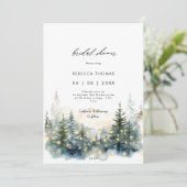 rustikale Winterwaldbrausdusche Einladung (Stehend Vorderseite)