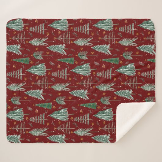 Rustikale Winterwälder Schnee Rote Wasserfarben St Sherpadecke (Vorderseite (Horizontal))