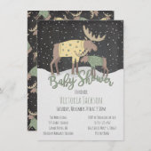 Rustikale Winterwaldlandsohle und Babydusche Einladung (Vorne/Hinten)