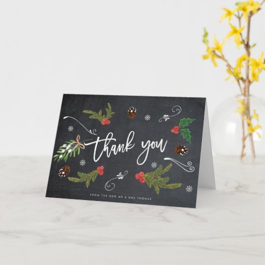 rustikale Winterweihnachtszeit Dankeschön Karte (Gelbe Blume)