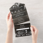 Rustikale Winterwonderland Schneeflocken Hochzeit All In One Einladung (Abreißen)