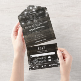 Rustikale Winterwonderland Schneeflocken Hochzeit All In One Einladung