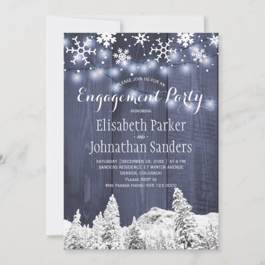 Rustikale Winterwunder-Wunder-Party Einladung (Vorderseite)