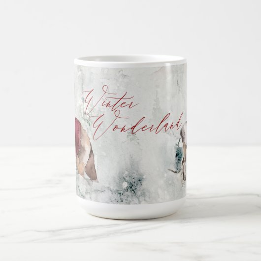 Rustikale Winterwunderland-Tiere im Schnee Kaffeetasse (Mittel)