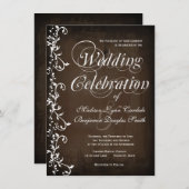 Rustikale Wirbel Braun Hochzeit Einladungen (Vorne/Hinten)