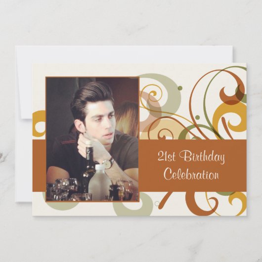 Rustikale Wirbels-Foto-Einladung Einladung (Vorderseite)