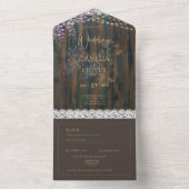Rustikale Wisteria Wood Lights Lila Hochzeit All In One Einladung (Innen Boden)