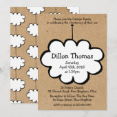 Rustikale Wolke auf einer String Christening Bapti Einladung (Vorne/Hinten)