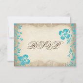 Rustikale Wood Aqua Beach Blume Hochzeiten RSVP Ca (Rückseite)