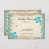 Rustikale Wood Aqua Beach Blume Hochzeiten RSVP Ca (Vorne/Hinten)