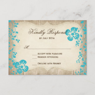 Rustikale Wood Aqua Beach Blume Hochzeiten RSVP Ca Karte
