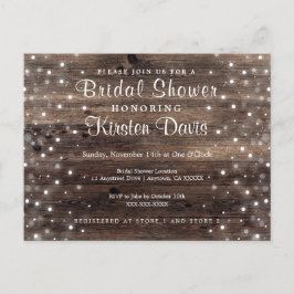 Rustikale Wood Bridal Dusche Einladung Postkarte