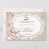 Rustikale Wood Bridal Tee Party Einladungen (Vorderseite)