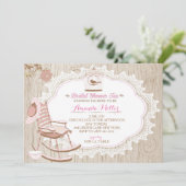 Rustikale Wood Bridal Tee Party Einladungen (Stehend Vorderseite)