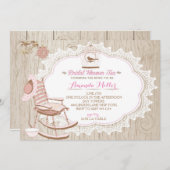 Rustikale Wood Bridal Tee Party Einladungen (Vorne/Hinten)