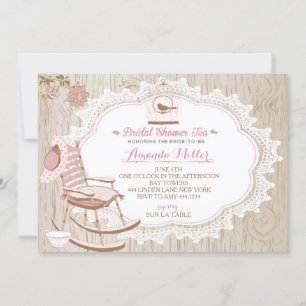 Rustikale Wood Bridal Tee Party Einladungen