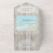 Rustikale Wood Destination Ocean Beach Hochzeit All In One Einladung (Außenbereich)