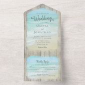 Rustikale Wood Destination Ocean Beach Hochzeit All In One Einladung (Innen Boden)