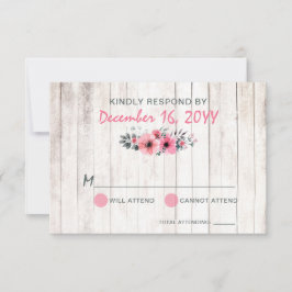 Rustikale Wood Floral Rose Country Wedding UAWG RSVP Karte