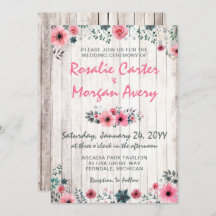 Rustikale Wood Floral Rose Land Hochzeit Einladung