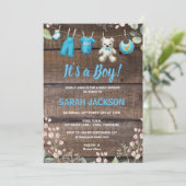 Rustikale Wood Floral Wäsche Es ist eine Baby-Dusc Einladung (Stehend Vorderseite)