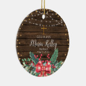 Rustikale Wood Girl-Taufe Keramik Ornament (Rechts)