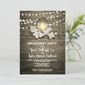 Rustikale Wood Magnolia Laterne Lights Verlobung Einladung (Stehend Vorderseite)