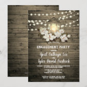 Rustikale Wood Magnolia Laterne Lights Verlobung Einladung (Vorne/Hinten)