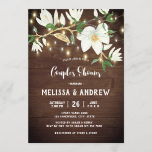 Rustikale Wood Magnolia Südpaare Dusche Einladung