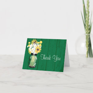 Rustikale Wood Mason Jar Wildblumen Dankeskarte