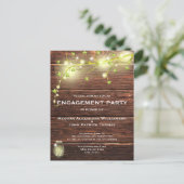 Rustikale Wood Mason String Lights Engagement Part Postkarte (Stehend Vorderseite)
