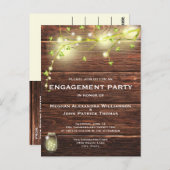 Rustikale Wood Mason String Lights Engagement Part Postkarte (Vorne/Hinten)
