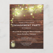 Rustikale Wood Mason String Lights Engagement Part Postkarte (Vorderseite)