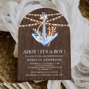 Rustikale Wood Nautical Arch Babydusche Einladung