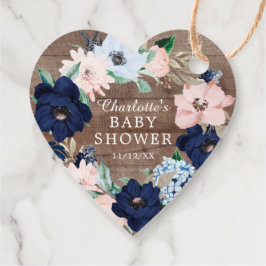 Rustikale Wood Navy & Blush Floral Baby Dusche Gef Geschenkanhänger
