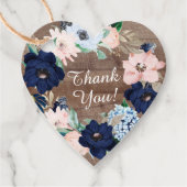 Rustikale Wood Navy & Blush Floral Baby Dusche Gef Geschenkanhänger (Vorderseite)