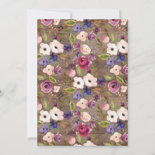 Rustikale Wood Pflaume Baby Dusche Einladung (Rückseite)