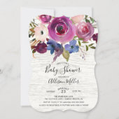 Rustikale Wood Pflaume Baby Dusche Einladung (Vorderseite)