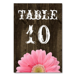 Rustikale Wood Pink Daisy Wedding Tischnummer Card
