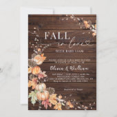 Rustikale Wood Pumpkin Fall in Liebe Baby Dusche Einladung (Vorderseite)