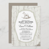 Rustikale Wood Rocking Horse Kinderdusche Einladung (Vorne/Hinten)