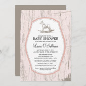 Rustikale Wood Rocking Horse Kinderdusche Einladung (Vorne/Hinten)